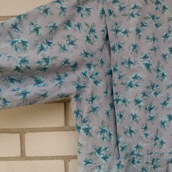 Amish Mennonite Cape Dress PLUS SIZE 43" B 42" W Gray Blue Floral Handmade - Picture 7 of 9